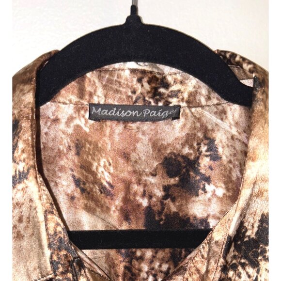 Madison Paige Metallic Animal Print Button-Up Shirt M - Picture 2 of 7
